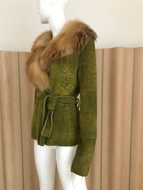 dolce gabbana green shearling|Long.